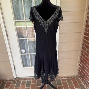 J Kara Charcoal Beaded Gown